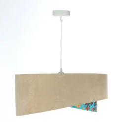 BPS Koncept Pendelleuchte E27 rund Ø 50 cm Stoff Velours Optik Beige Bunt< Bürolampen|Schlafzimmer Lampen