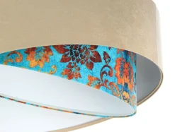 BPS Koncept Pendelleuchte E27 rund Ø 50 cm Stoff Velours Optik Beige Bunt< Bürolampen|Schlafzimmer Lampen