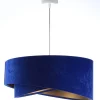 Hängelampen|Bürolampen*BPS Koncept Pendelleuchte E27 rund Ø 50 cm Blau Gold Stoff Velours Optik