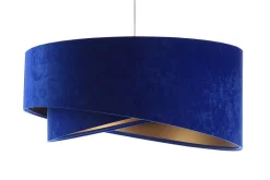 Hängelampen|Bürolampen*BPS Koncept Pendelleuchte E27 rund Ø 50 cm Blau Gold Stoff Velours Optik