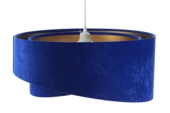 Hängelampen|Bürolampen*BPS Koncept Pendelleuchte E27 rund Ø 50 cm Blau Gold Stoff Velours Optik