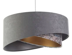 BPS Koncept Pendelleuchte E27 rund D: 50 cm Velours Optik Modern Stoff< Hängelampen|Bürolampen