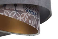 BPS Koncept Pendelleuchte E27 rund D: 50 cm Velours Optik Modern Stoff< Hängelampen|Bürolampen