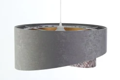 BPS Koncept Pendelleuchte E27 rund D: 50 cm Velours Optik Modern Stoff< Hängelampen|Bürolampen