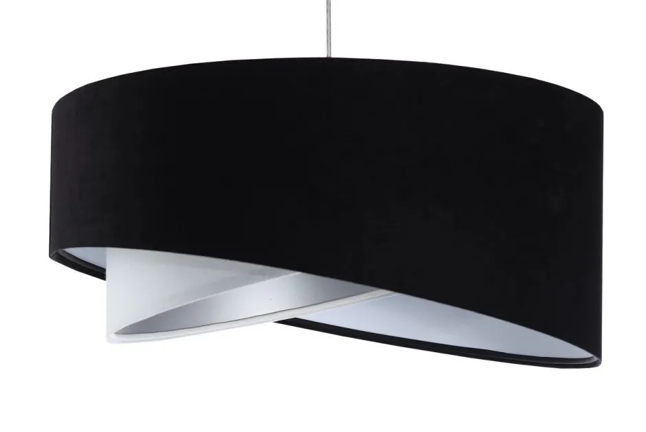 Bürolampen|Schlafzimmer Lampen*BPS Koncept Pendelleuchte E27 rund D: 50 cm Stoff Schwarz Silber Weiß