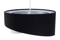 Bürolampen|Schlafzimmer Lampen*BPS Koncept Pendelleuchte E27 rund D: 50 cm Stoff Schwarz Silber Weiß