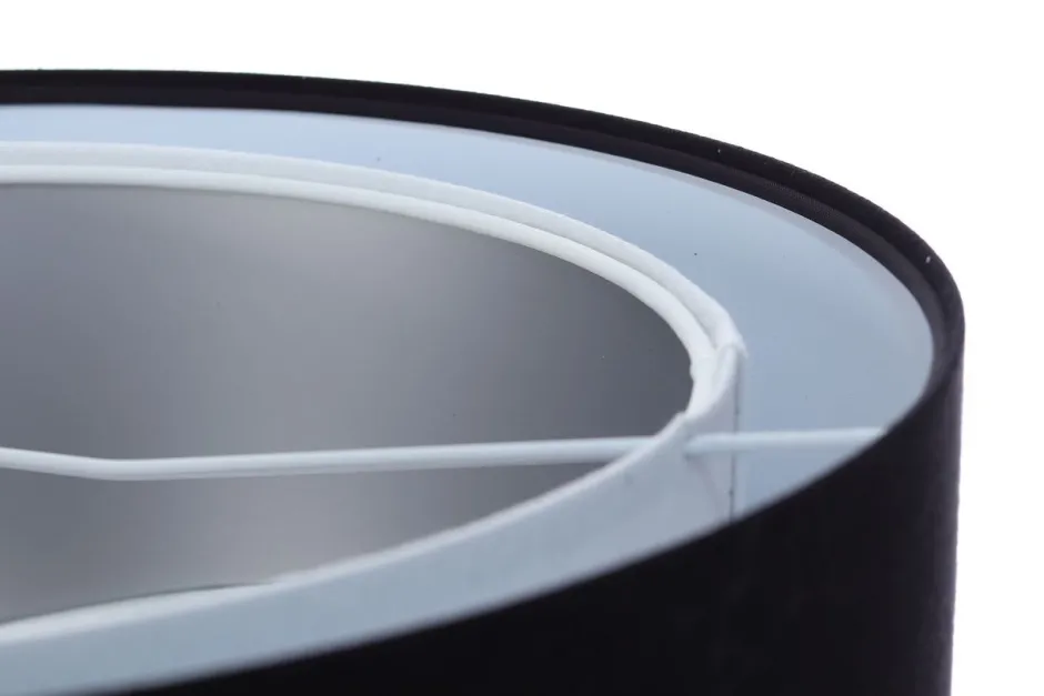 Bürolampen|Schlafzimmer Lampen*BPS Koncept Pendelleuchte E27 rund D: 50 cm Stoff Schwarz Silber Weiß