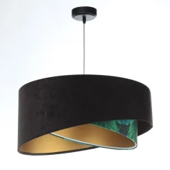 BPS Koncept Pendelleuchte E27 rund D: 50 cm Stoff Velours Optik Tropical< Hängelampen|Bürolampen