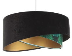 BPS Koncept Pendelleuchte E27 rund D: 50 cm Stoff Velours Optik Tropical< Hängelampen|Bürolampen