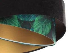 BPS Koncept Pendelleuchte E27 rund D: 50 cm Stoff Velours Optik Tropical< Hängelampen|Bürolampen