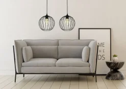 Hängelampen|Bürolampen*Belis Pendelleuchte E27 Schwarz Metall 2-flammig L:60 cm