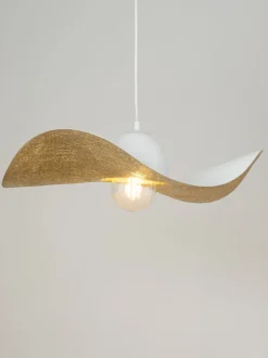 Hängelampen|Moderne Lampen*Sigma Pendelleuchte E27 Weiß Gold Modern Wellenschirm