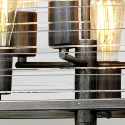 Bürolampen|Esszimmer Lampen*Elstead Pendelleuchte eckig Metall Glas E27 B: 49,3 cm Gunmetal Grau