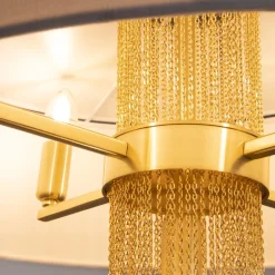 Maytoni Pendelleuchte Edelstahl Stoff E14 Ø 68 cm rund Modern< Hängelampen|Esszimmer Lampen