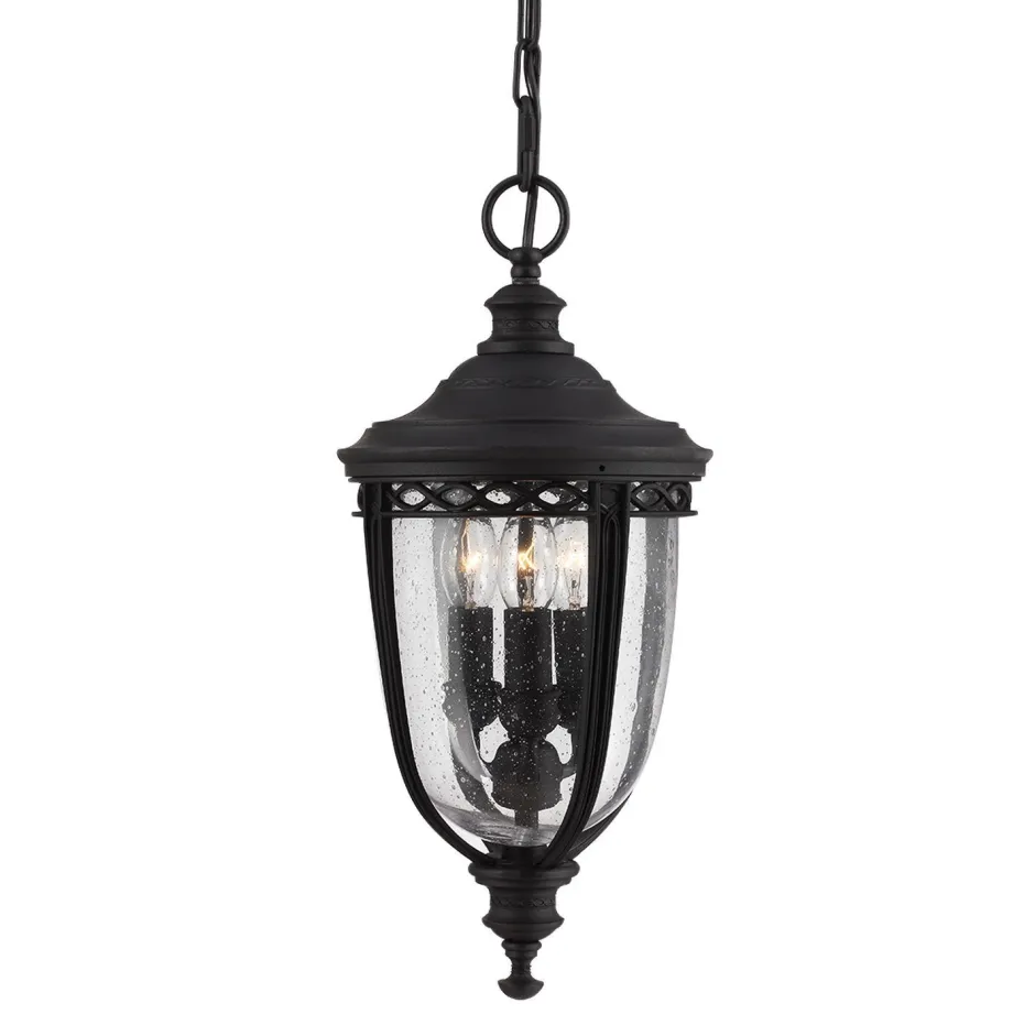 Außenleuchten Antik|Gartenlaternen*Elstead Pendelleuchte EDMUND Schwarz IP23 Rustikal außen