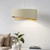 Hängelampen|Esszimmer Lampen*BPS Koncept Pendelleuchte Esstisch Creme Gold Stoff Lampe