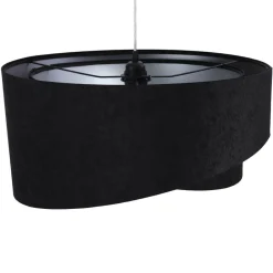 BPS Koncept Pendelleuchte Esstisch Schwarz Silber Stoff Ø50cm< Moderne Lampen|Wohnzimmerlampen