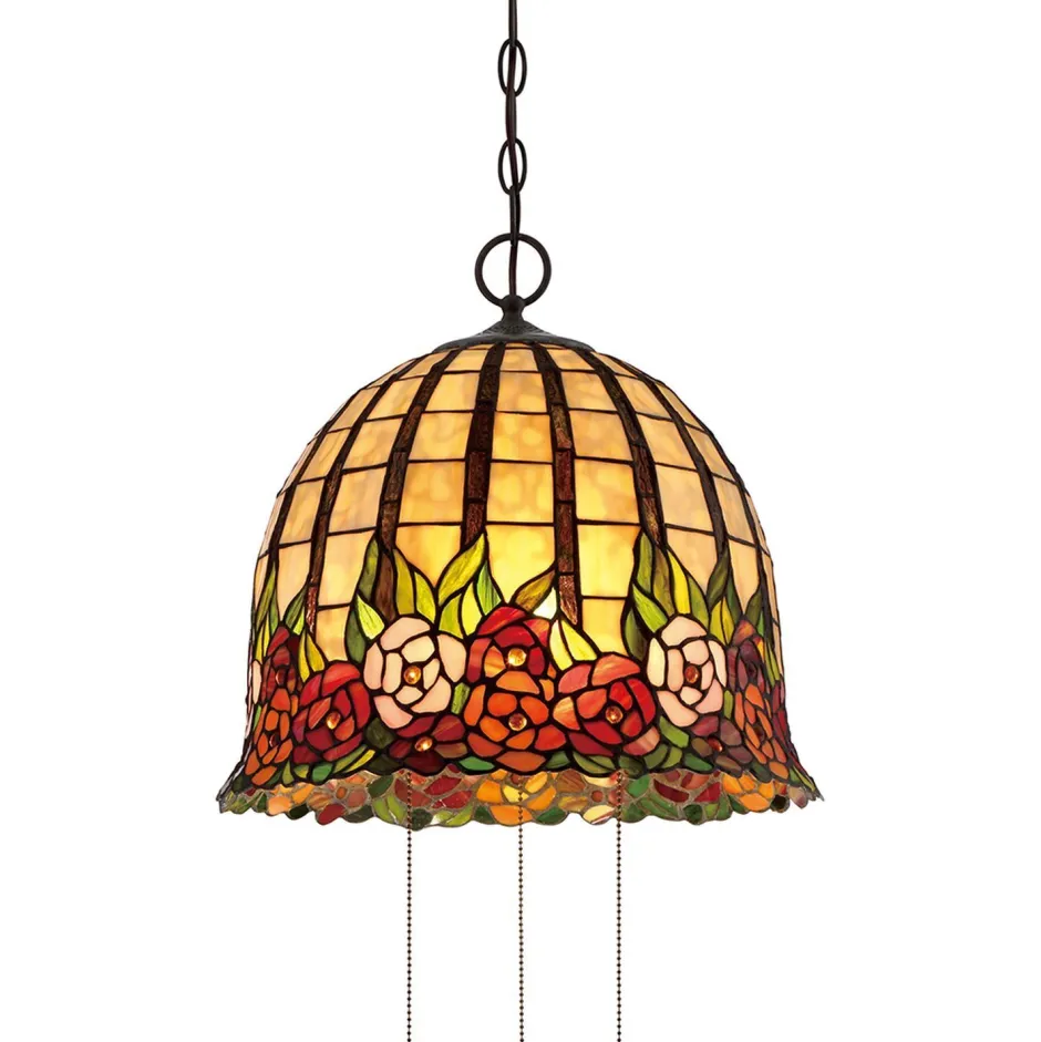 Hängelampen|Designerlampen*Elstead Pendelleuchte FARFALLA 9 Bunt Ø38cm Tiffany Lampe