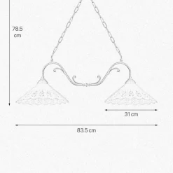 Hängelampen|Feuchtraumleuchten*Giovanni Battista Pendelleuchte 2-flammig B: 83,5 cm Keramik Messing E27
