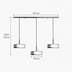 Giovanni Battista Pendelleuchte 3-flammig B: 120 cm Messing Eisen E27< Hängelampen|Feuchtraumleuchten