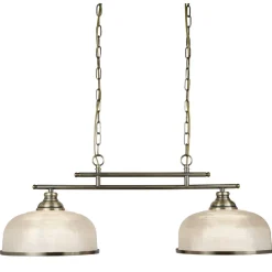 Searchlight Pendelleuchte 2-flammig E27 Glas Metall B: 75 cm Jugendstil< Hängelampen|Wohnzimmerlampen