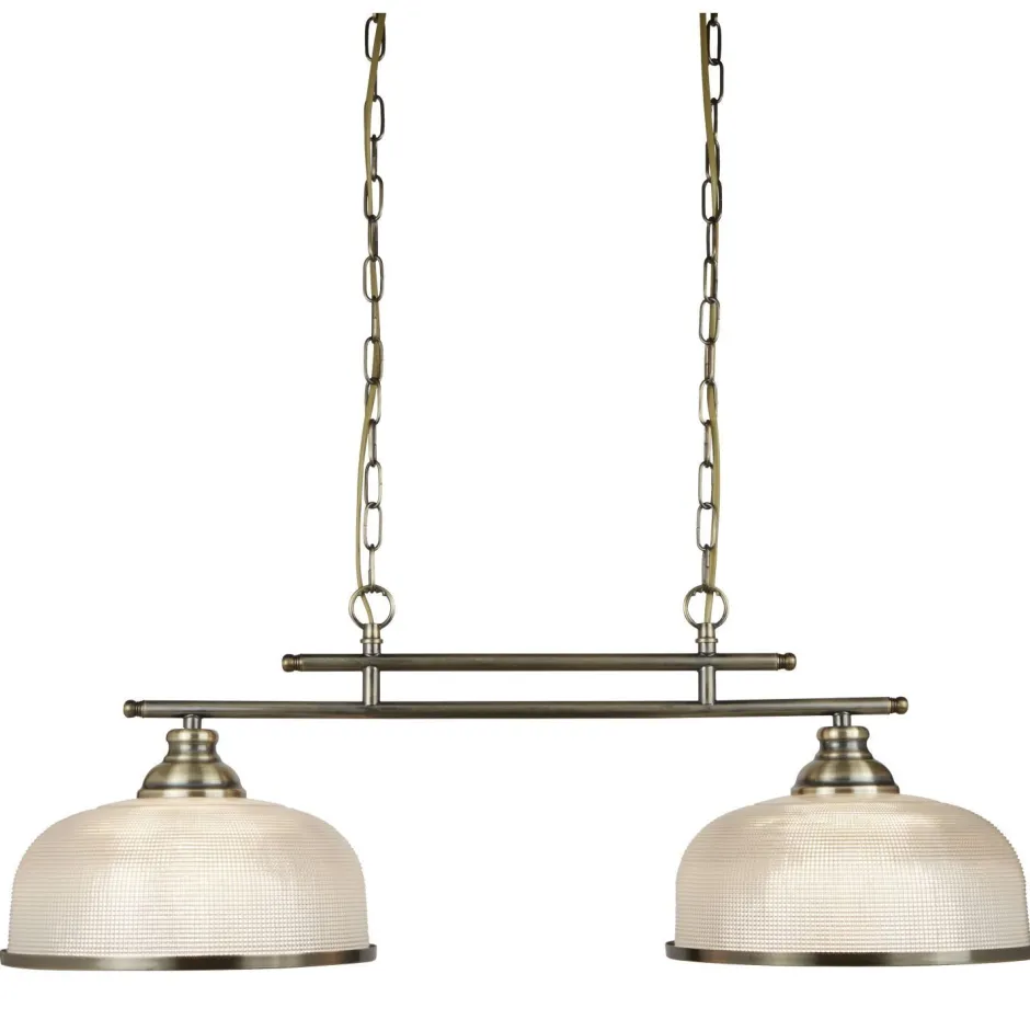 Searchlight Pendelleuchte 2-flammig E27 Glas Metall B: 75 cm Jugendstil< Hängelampen|Wohnzimmerlampen