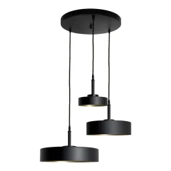 Giovanni Battista Pendelleuchte 3-flammig E27 in Schwarz matt Gold Retro< Hängelampen|Bürolampen