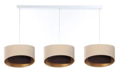 Bürolampen|Wohnzimmerlampen*BPS Koncept Pendelleuchte 3-flammig E27 in Weiß Beige Braun Gold