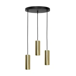 Giovanni Battista Pendelleuchte 3-flammig E27 Messing Eisen in Schwarz Bronze< Hängelampen|Bürolampen