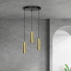 Giovanni Battista Pendelleuchte 3-flammig E27 Messing Eisen in Schwarz Bronze< Hängelampen|Bürolampen