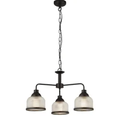 Wohnzimmerlampen|Glaslampen*Searchlight Pendelleuchte 3-flammig E27 Schwarz Klar Ø 56 cm Vintage