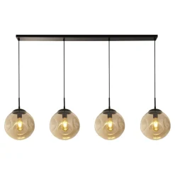 Hängelampen|Esszimmer Lampen*Searchlight Pendelleuchte 4-flammig E27 Schwarz Champagner Glas