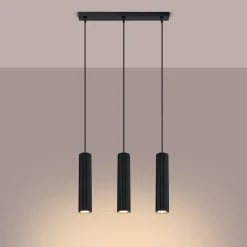 Sollux Pendelleuchte 3-flammig GU10 B: 45 cm Schwarz Modern BERTA< Hängelampen|Wohnzimmerlampen