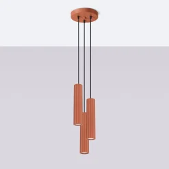 Hängelampen|Bürolampen*Sollux Pendelleuchte 3-flammig GU10 Rot aus Aluminium B: 19,5 cm