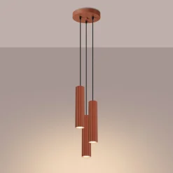 Hängelampen|Bürolampen*Sollux Pendelleuchte 3-flammig GU10 Rot aus Aluminium B: 19,5 cm