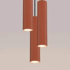 Hängelampen|Bürolampen*Sollux Pendelleuchte 3-flammig GU10 Rot aus Aluminium B: 19,5 cm