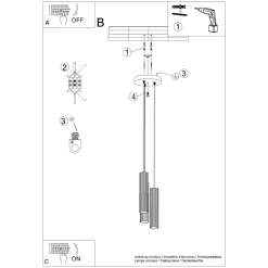 Hängelampen|Bürolampen*Sollux Pendelleuchte 3-flammig GU10 Rot aus Aluminium B: 19,5 cm