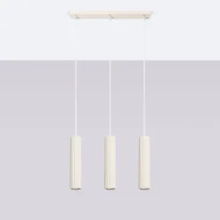 Hängelampen|Wohnzimmerlampen*Sollux Pendelleuchte 3-flammig GU10 B: 45 cm in Creme Modern