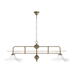 Giovanni Battista Pendelleuchte 2-flammig in Bronze Antik Weiß E27 Messing Glas< Hängelampen|Bürolampen