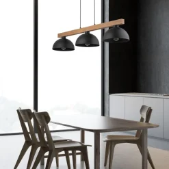 TK Lighting Pendelleuchte 3-flammig Metall Holz 118 cm breit E27< Skandinavische Lampen|Lampen Aus Aller Welt