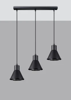 Hängelampen|Esszimmer Lampen*Sollux Pendelleuchte 3-flammig Retro ES111 Metall Schwarz