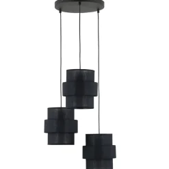 Hängelampen|Bürolampen*TK Lighting Pendelleuchte 3-flammig Schwarz Stoff Metall E27 verstellbar