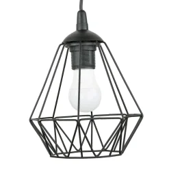 Esszimmer Lampen|Wohnzimmerlampen*Luminex Pendelleuchte 3-flammig Schwarz Metall Draht Schirm