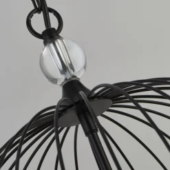 Hängelampen|Esszimmer Lampen*Searchlight Pendelleuchte 5-flammig Schwarz E14 Ø 36 cm Metall Kristall