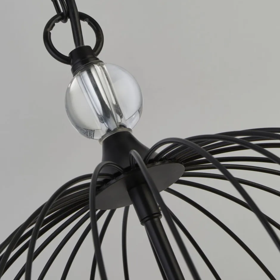 Hängelampen|Esszimmer Lampen*Searchlight Pendelleuchte 5-flammig Schwarz E14 Ø 36 cm Metall Kristall