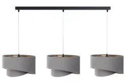 BPS Koncept Pendelleuchte 3-flammig Schwarz Grau Gold E27 Velours Optik< Hängelampen|Bürolampen