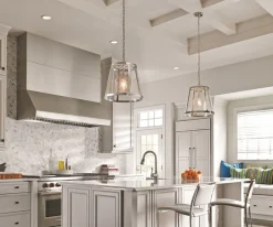 Elstead Pendelleuchte FLOR Nickel Ø41cm Lampe Wohnzimmer< Hängelampen|Moderne Lampen