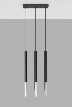 Sollux Pendelleuchte GALKA 3-flammig verstellbar Schwarz Chrom< Moderne Lampen|Wohnzimmerlampen