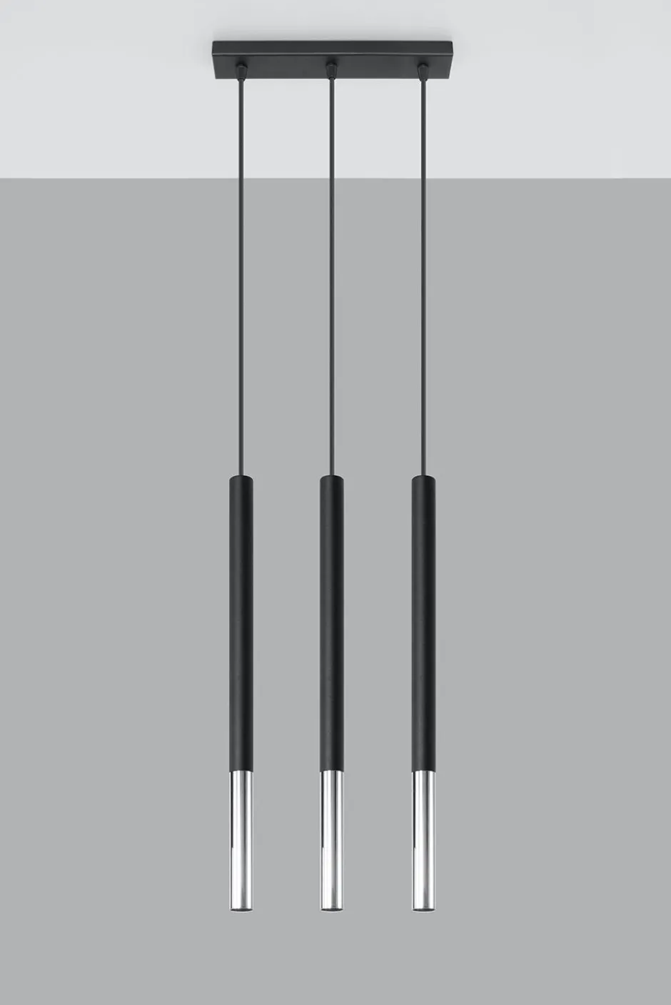 Sollux Pendelleuchte GALKA 3-flammig verstellbar Schwarz Chrom< Moderne Lampen|Wohnzimmerlampen