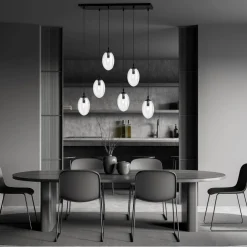 Emibig Pendelleuchte Glas 70 cm breit Schwarz Transparent E14< Bürolampen|Küchenlampen